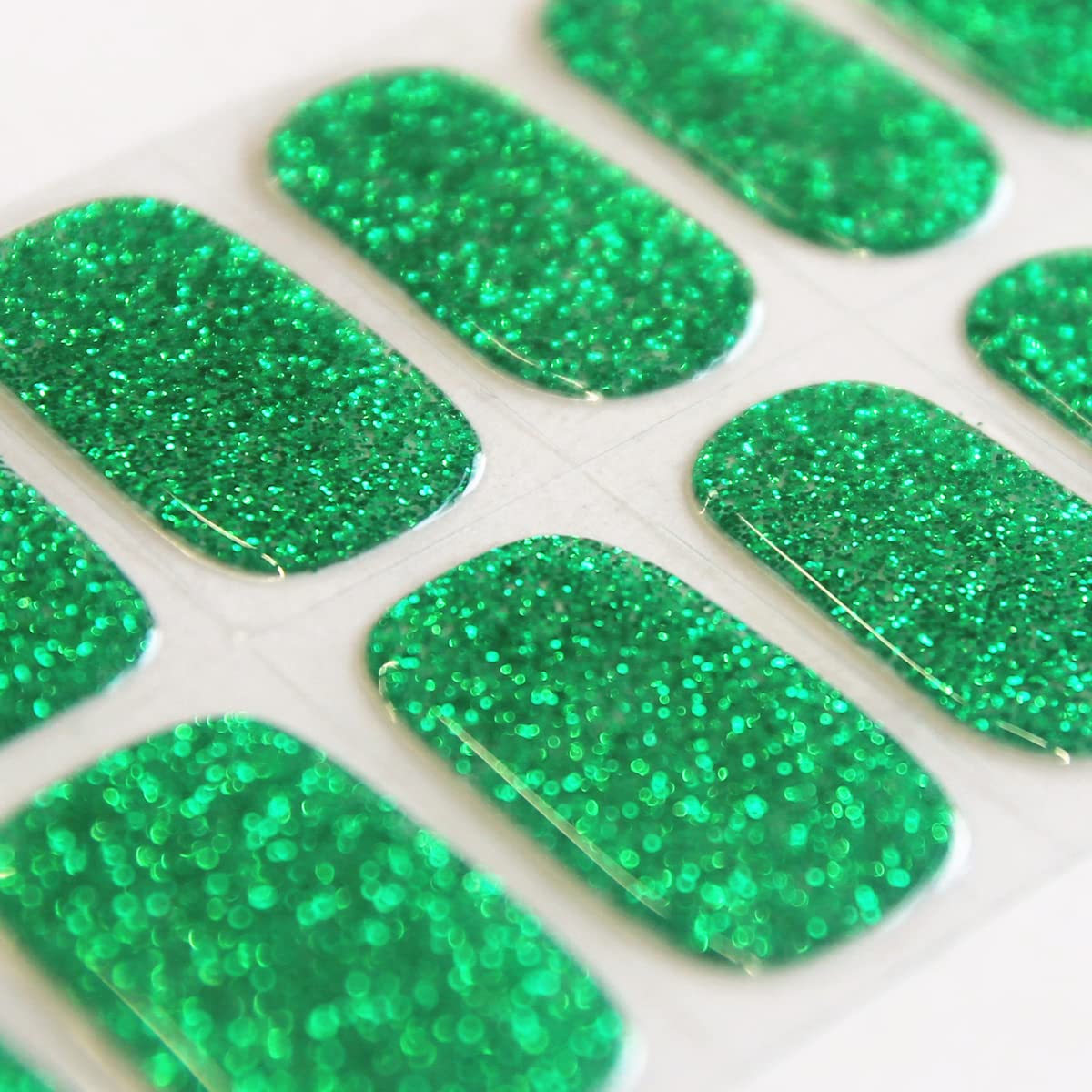 ACROIN Semi Cured Gel Nail Strips Nail Wraps 20 Stickers Need Cured, Salon-Quality, Long Lasting, Easy to Apply & Remove, Includes Cleaning Pad, Nail File, Wooden Stick - Sparkling Green