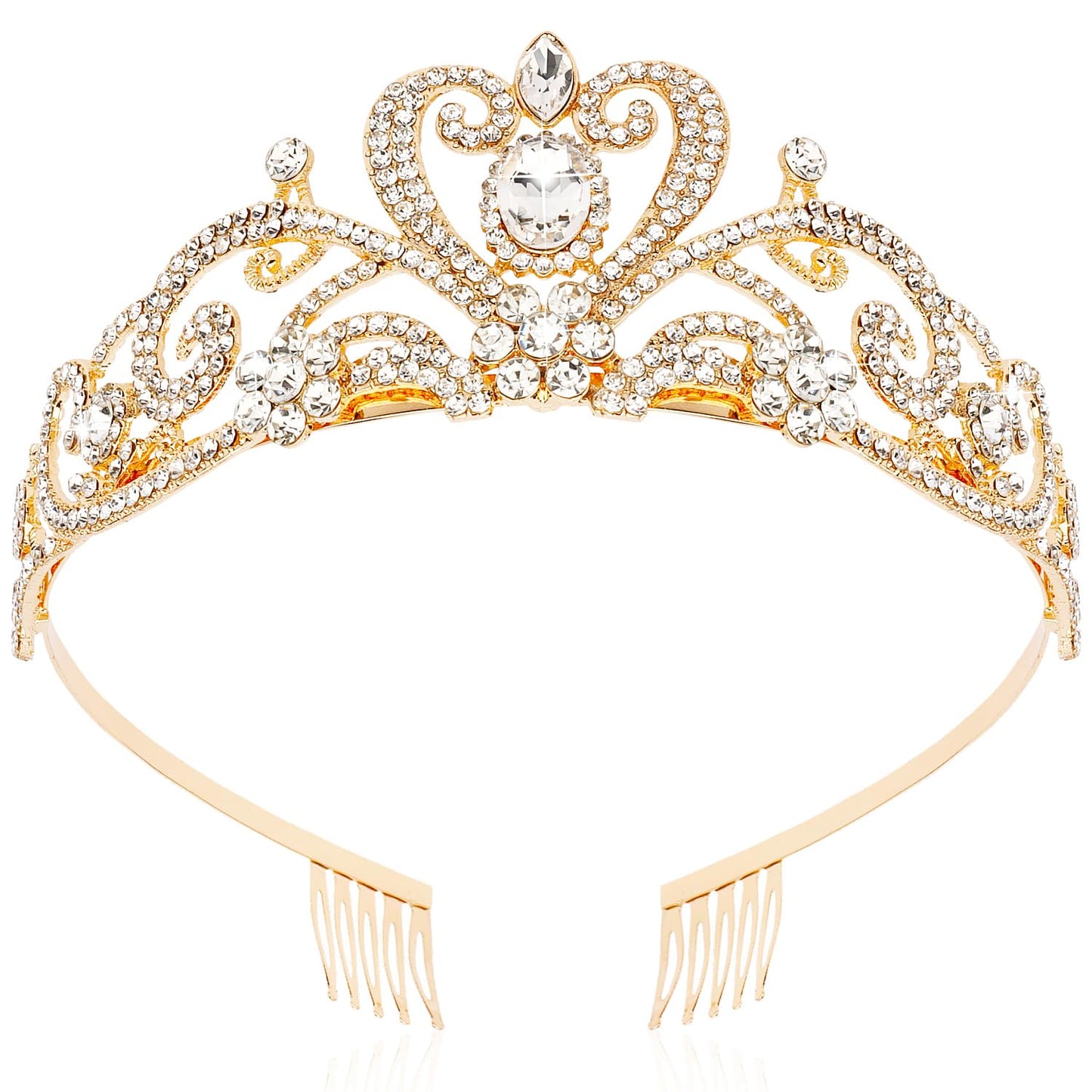 SuPoo Gold Bridal Crown Wedding Tiaras and Crowns for Women Girls Queen Birthday Crown with Combs Crystal Princess Rhinestone Tiara Headband Prom Headpieces Cosplay Hair Accessories for Halloween