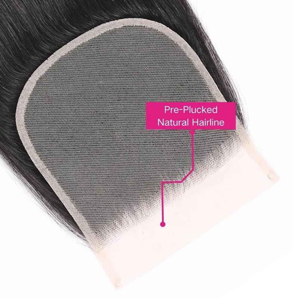 5x5 Lace Closure Human Hair Straight Closure Hd Transparent Lace Front Pre Plucked with Baby Hair Free Part 12A Virgin Human Hair Lace Frontal Natural Black Color 12inch