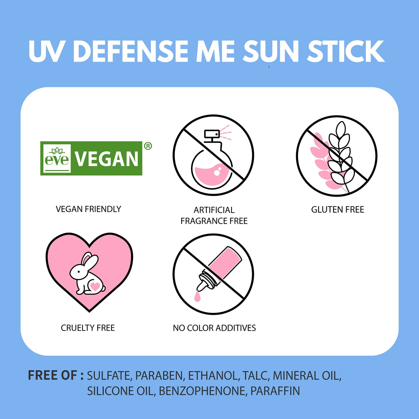 MAKEPREM UVA UVB Defense Me Calming Sun Stick Sunblock SPF 50+ PA++++ 0.7 Oz VEGAN Sensitive Oily Acne-Prone Skin Reef-Safe Mineral Sunscreen Non-Nano No Chemical UV Protection Non-Greasy Sticky Kids