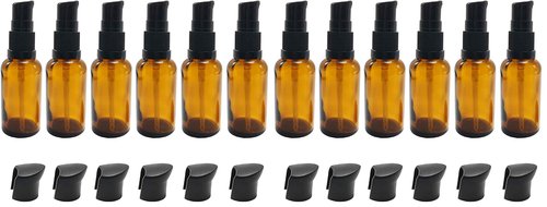 6PCS Empty Refillable Amber Glass Pump Press Bottles Cosmetic Storage Container Vial Jars Holder Pot For Makeup Lotion Emulsion Serum 30ml/1oz (Pack of 2)
