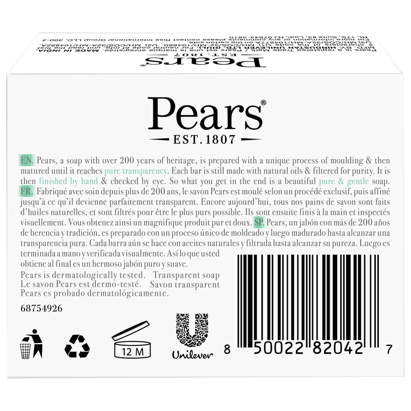 PEARS Soap, Face & Body Soap, Lemon Flower Extract – Pure & Gentle Bar Soap, Transparent Moisturizing Glycerin Soap for Radiant, Glowing Skin, Oil Clearing Green Soap Bars, 3.53 Oz (Pack of 2)