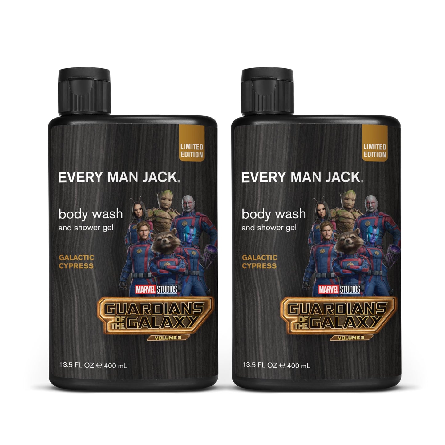 Every Man Jack Body Wash - Marvel Guardians of the Galaxy | 13.5-ounce Twin Pack - 2 Bottles Included | Naturally Derived, Parabens-free, Pthalate-free, Dye-free, and Certified Cruelty Free