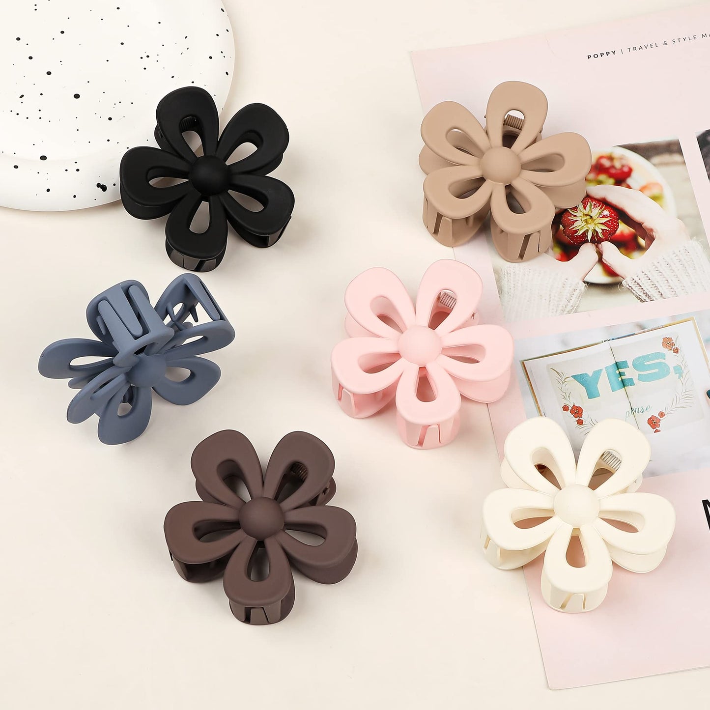 Hair Claw Clips for Women Girls - Big Thick Hair Flower Non-Slip Strong Hold Clips