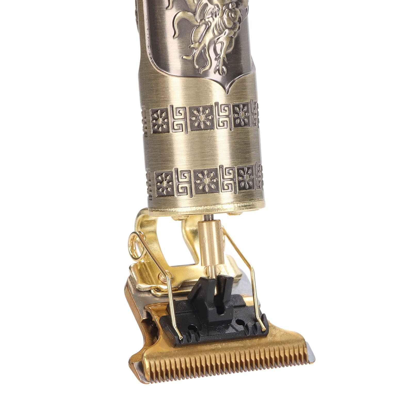 Qinlorgo Professional Hair Clipper, Heavy Duty High Efficiency Compact TBlade Hair Clipper for Hair Cutting (Dragon Pattern Charging Stand)