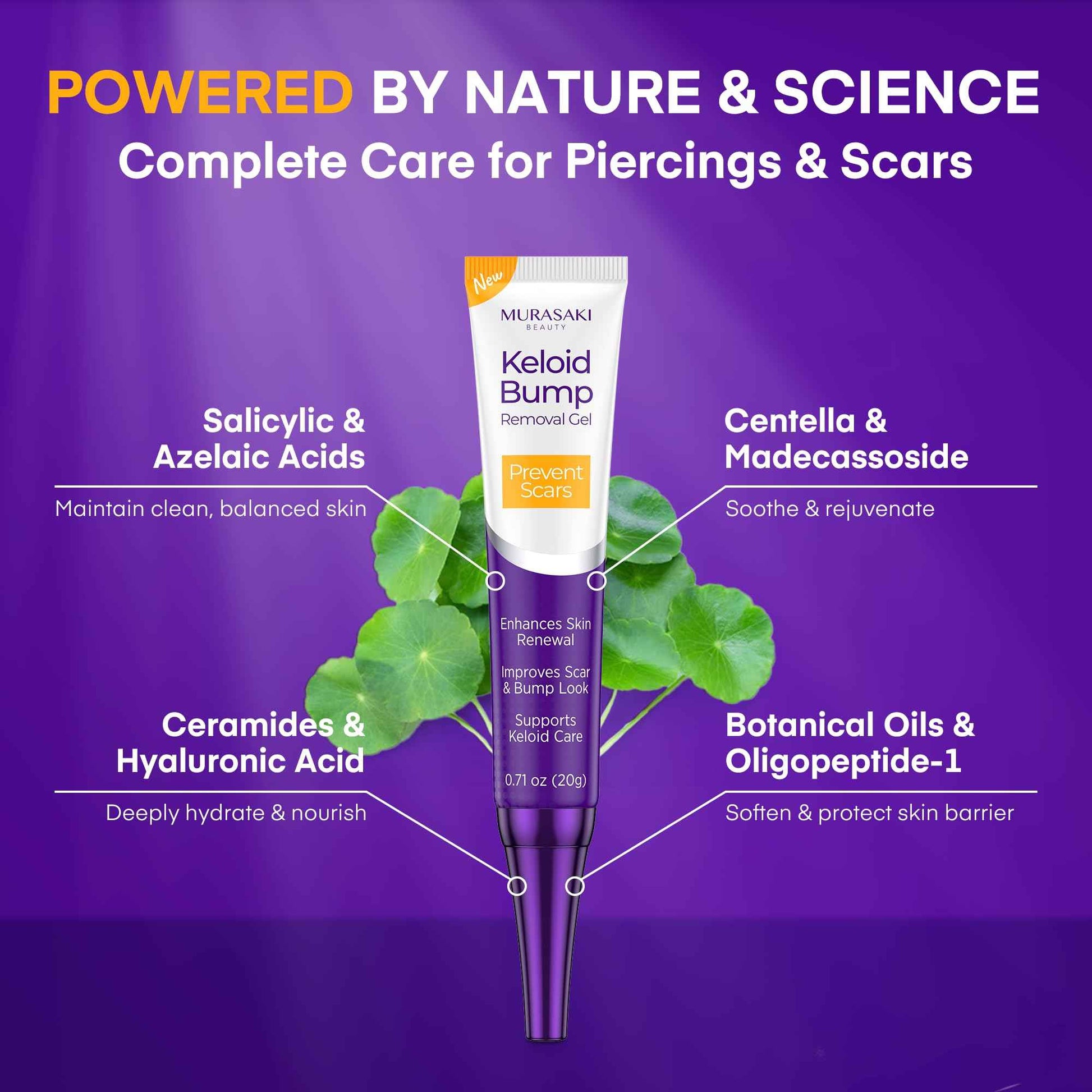 Piercing & Keloid Bump Solution Oil & Gel Kit, Piercing Aftercare Treatment Piercing Bump Solution Aftercare Oil (30 mL) + Keloid Bump Removal Gel (20 g) (0.71 oz (20g))