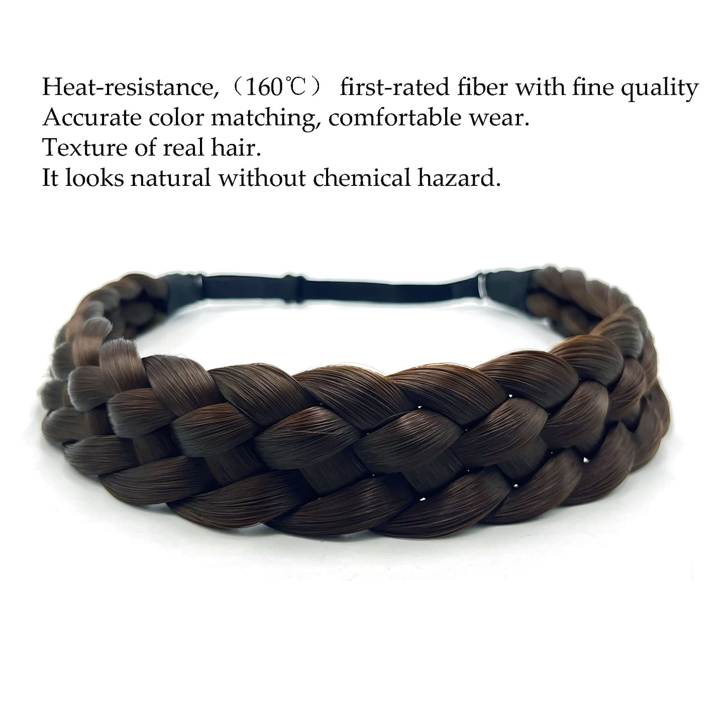 TOECWEGR 5 Strands Synthetic Hair Braided Headband Hairpiece Classic Chunky Wide Plaited Braids ElasticMulti Color Headband Ladies Beauty Hair Accessories …