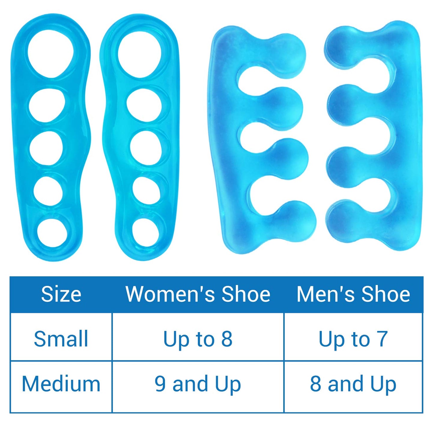 ViveSole Toe Separators for Men & Women Small (2 Pairs) - Silicone Gel Spreaders - Therapeutic Spa Stretchers for Plantar Fasciitis, Bunions, Overlapping Hammer Toe Spacers - Metatarsal Yoga Cushion