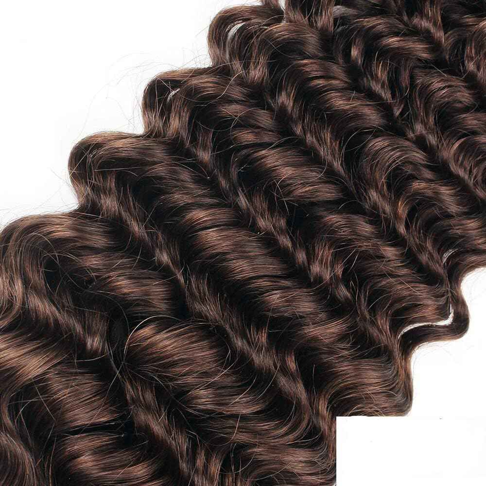 Deep Wave Human Hair Bundles 14 16 18 Inch #4 Chocolate Brown Bundles Human Hair 12A Unprocessed Native Virgin Hair 100/PC 3 Extensions Wet and Wavy Weave for Women