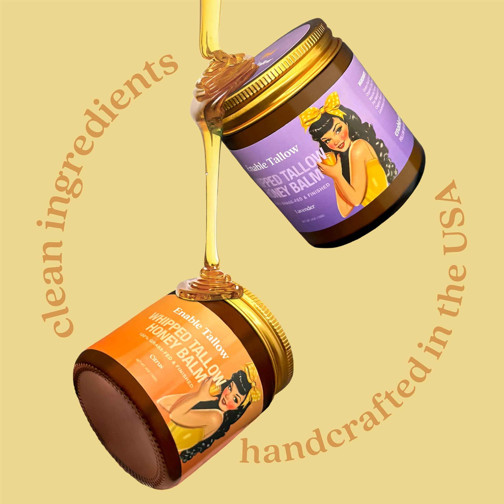 Enable Tallow Face & Body Cream – Whipped Beef Tallow & Manuka Honey Balm for Dry Skin, Eczema & Sensitive Skin – Natural Moisturizer, Lavender Scent, 4oz