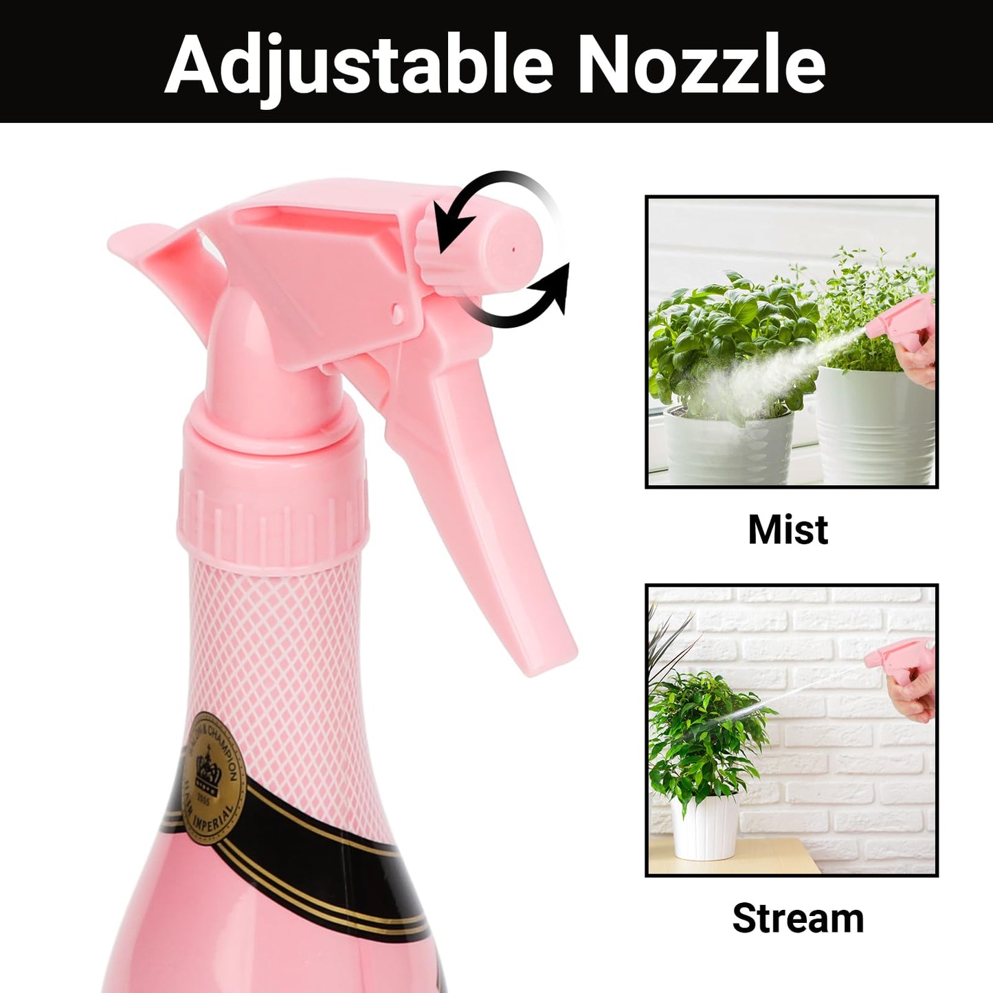 Segbeauty Continuous Spray Bottle, 11.8oz Adjustable Plant Mister Spray Bottle for Cleaning, 350ml Refillable Empty Spray Bottle, Pink Plastic Fine Mist Sprayer Water Spray Bottle for Hair Planting