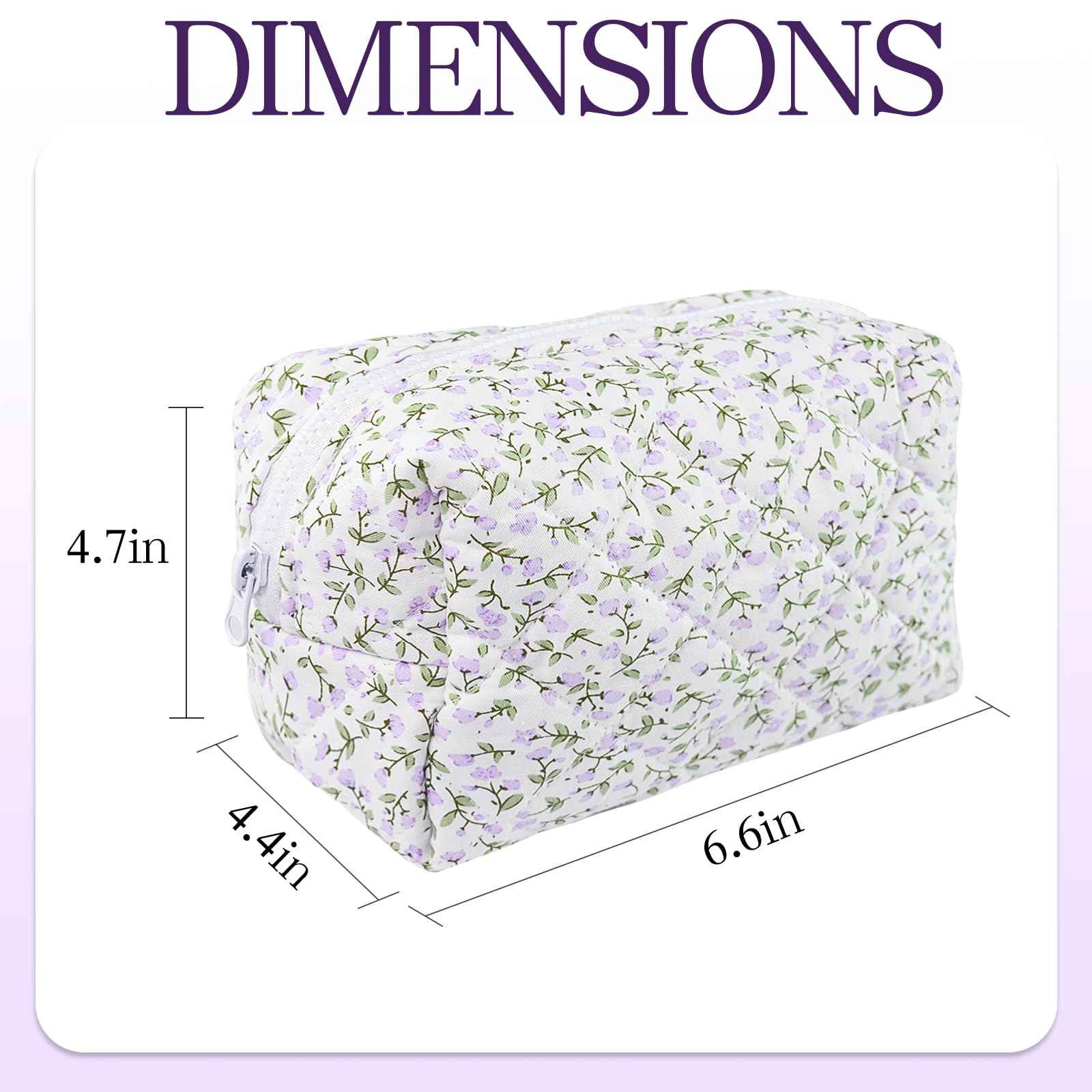 Quilted Makeup Bag Floral Cotton Make up Bag Puffy Coquette Makeup pouch Aesthetic Cute Travel Toiletry Bag for Women Girls