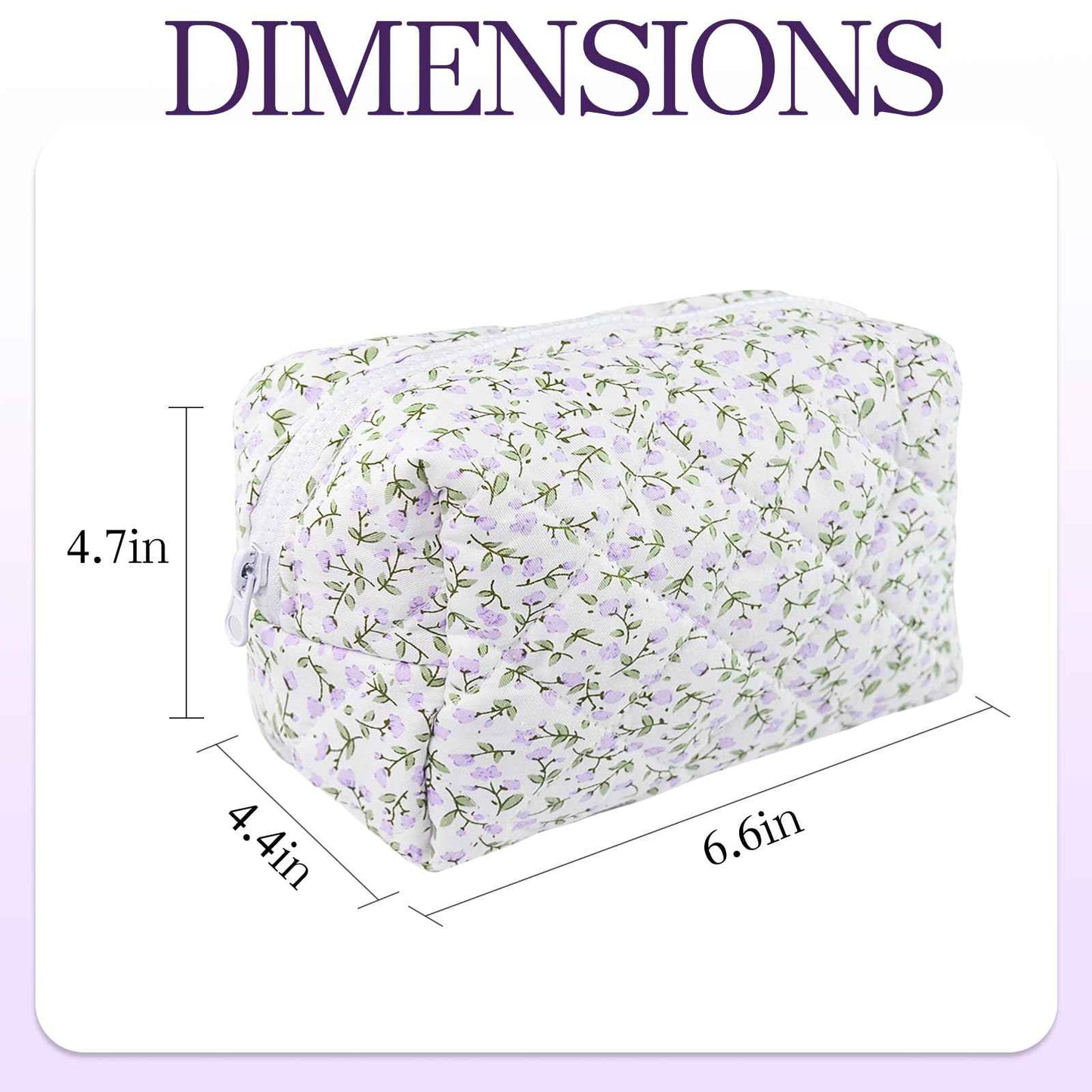 Quilted Makeup Bag Floral Cotton Make up Bag Puffy Coquette Makeup pouch Aesthetic Cute Travel Toiletry Bag for Women Girls