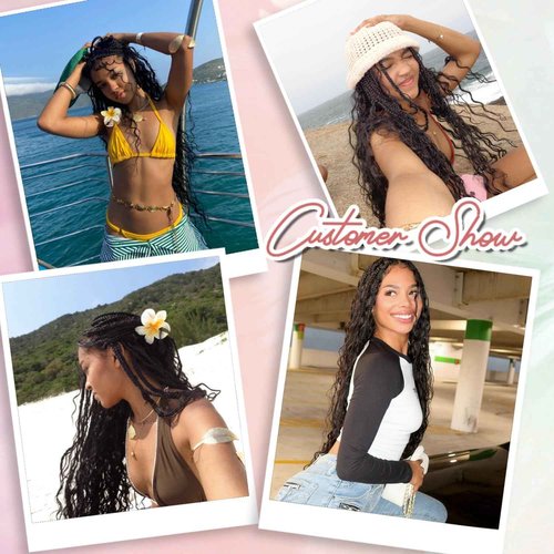 Eeanno Goddess Box Braids Crochet Hair Honey Blonde Boho Hair for Women Pre Looped Crochet Box Braids with Curly Ends P3330#, 24 Inch