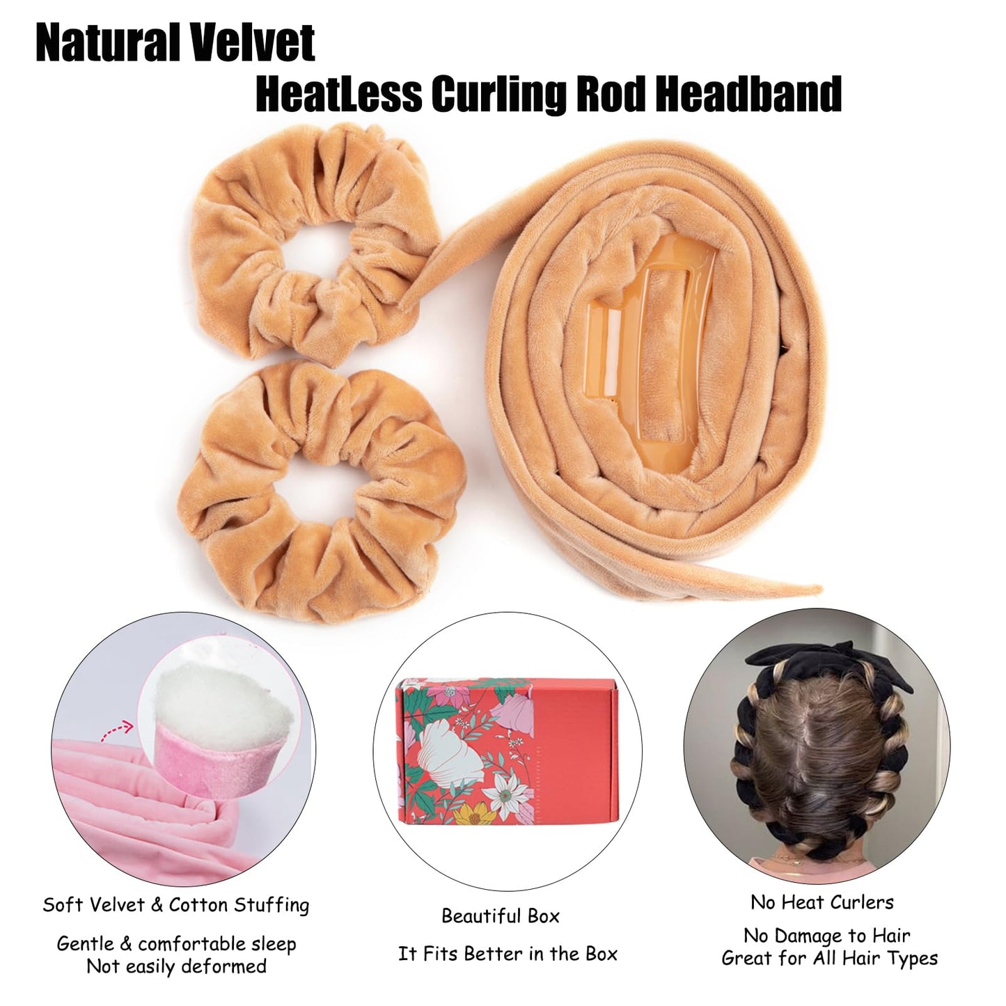 Heat Less Curling Rod Headband Hair Curlers to Sleep in Heat Less Curls Overnight Curls Heatless Curling Set No Heat Hair Curlers for Blowout Long Hair