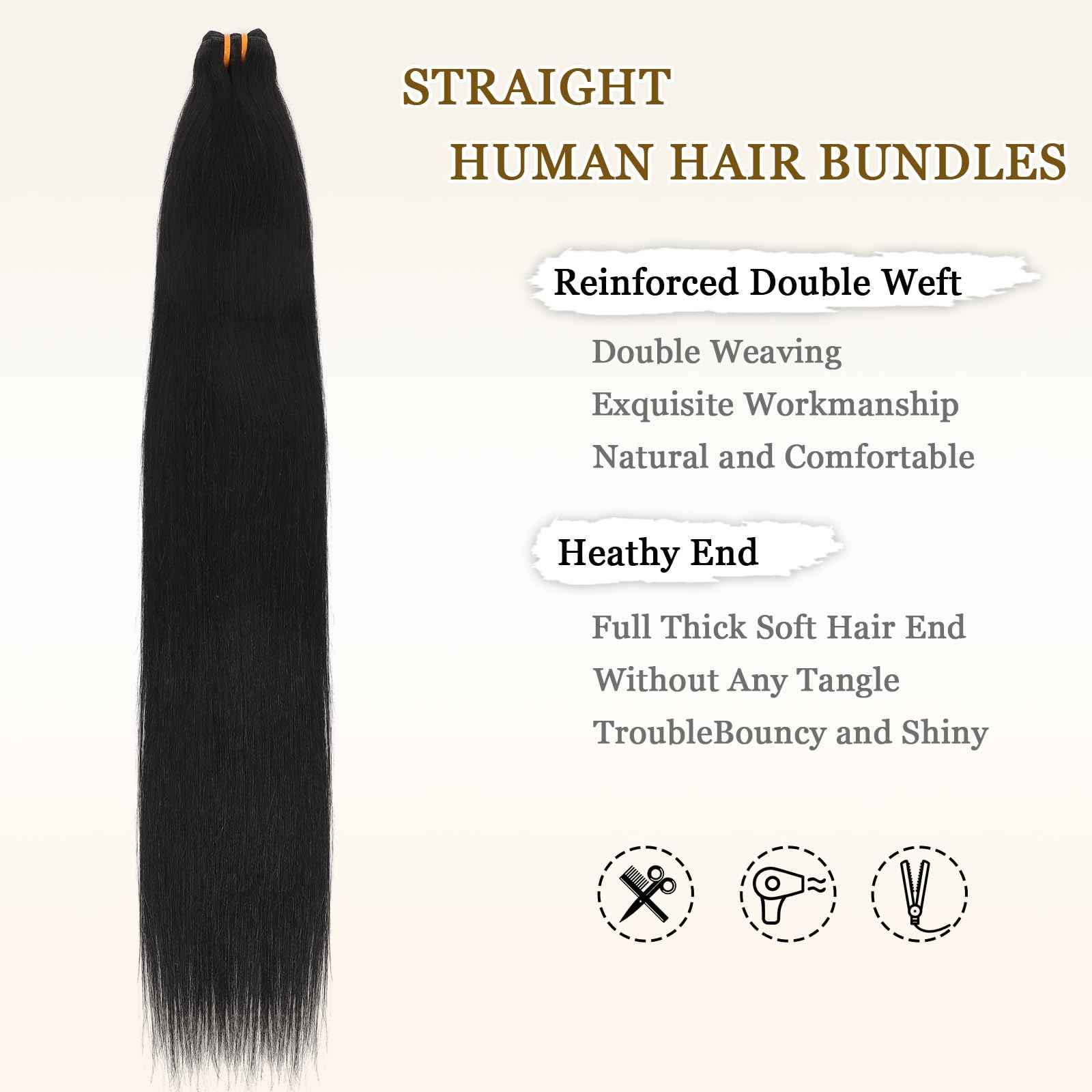 16A Raw Straight Bundles Human Hair 1 Bundle,16 Inch,Triple Lifespan,Burmese Virgin Remy Hair Extensions,No Tangle Shedding