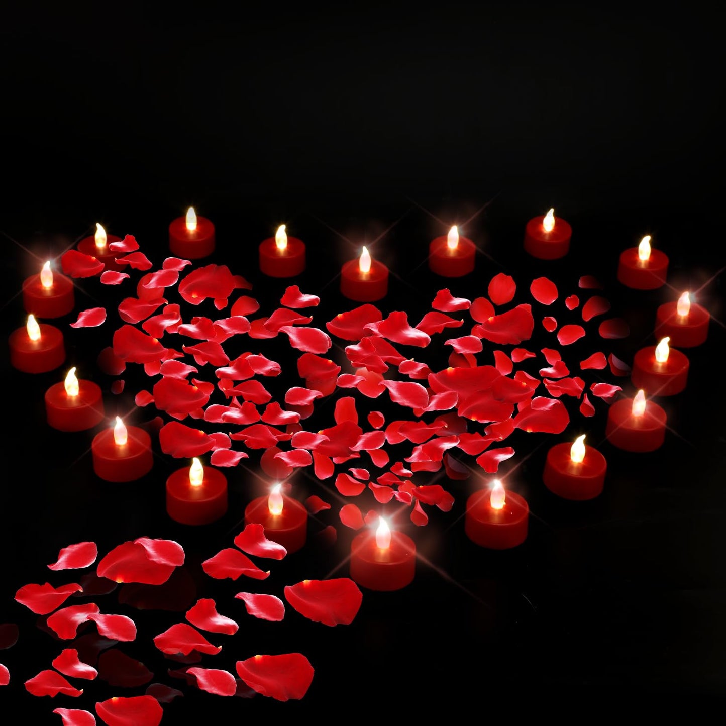 Tappovaly Battery Operated LED Tea Lights:Flameless Votive Candles Lamp Realistic and Bright Flickering Long Lasting 200Hours for Wedding Holiday Party Home Decoration Red (24PACK)