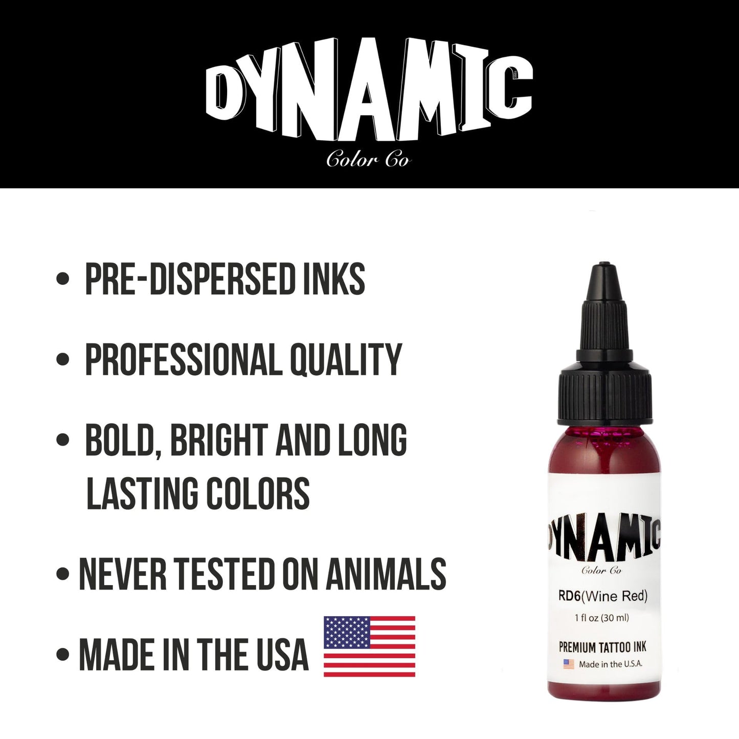 Dynamic Color Co Wine Red Tattoo Ink (1oz Bottle): Vibrant, Sterilized, Vegan & USA-Made Since 1990 – Trusted by Artists Worldwide