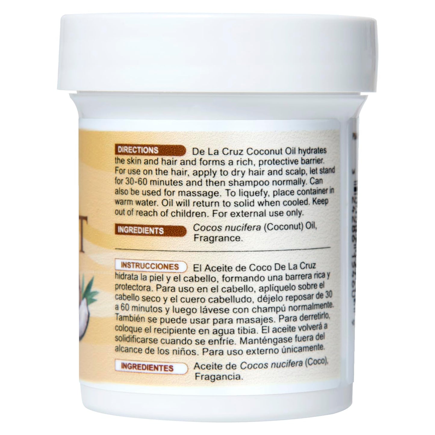 De la Cruz Coconut Oil - Expeller Pressed Coconut Oil for Skin and Hair - Natural Moisturizer for Skin and Hair - 2.2oz (6 Jars)