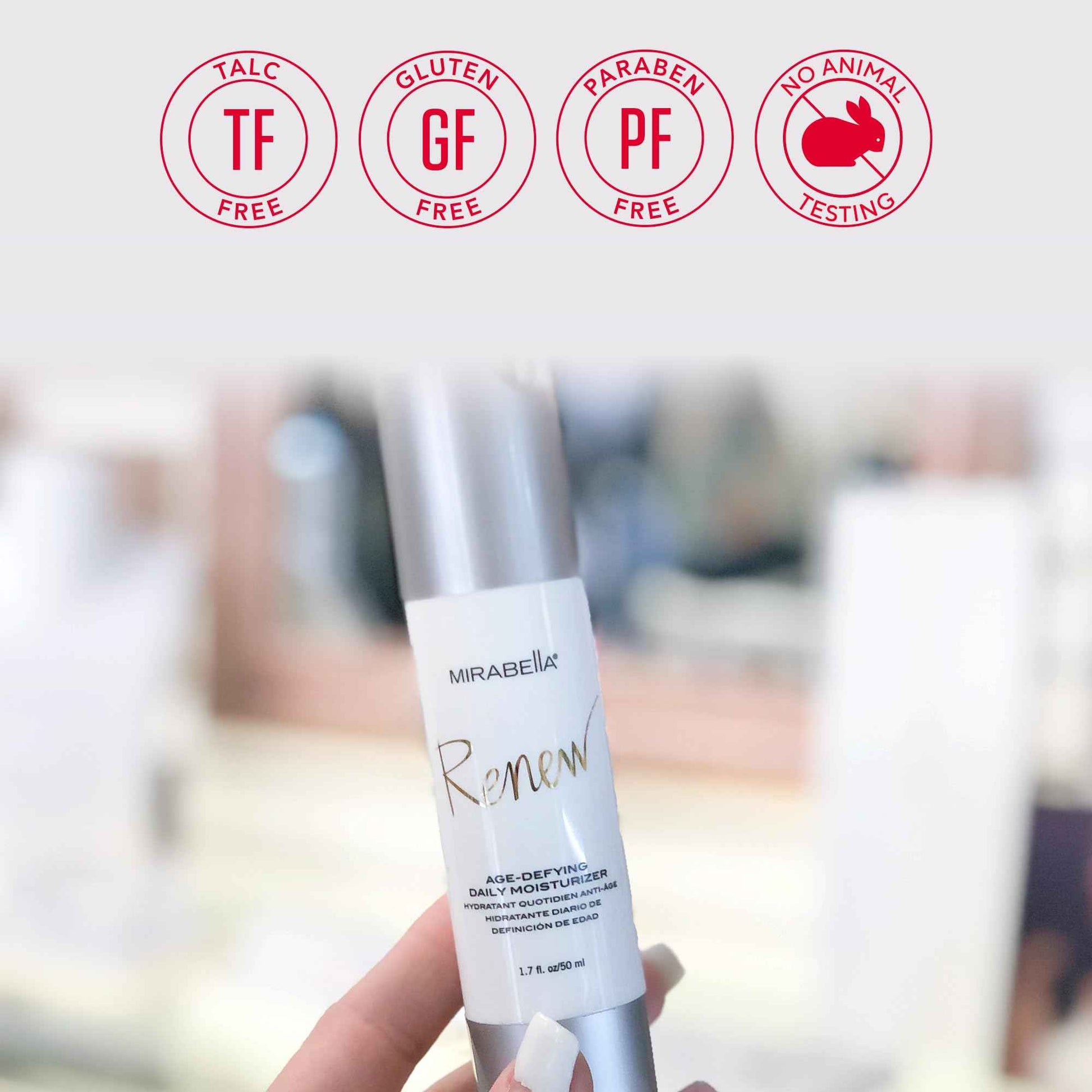 Mirabella Renew Age-Defying Daily Moisturizer for Face, Hydrating Face Moisturizer Helps Reduce Appearance of Fine Lines, Wrinkles and Dark Spots with Peptides, Hyaluronic Acid, and Antioxidants