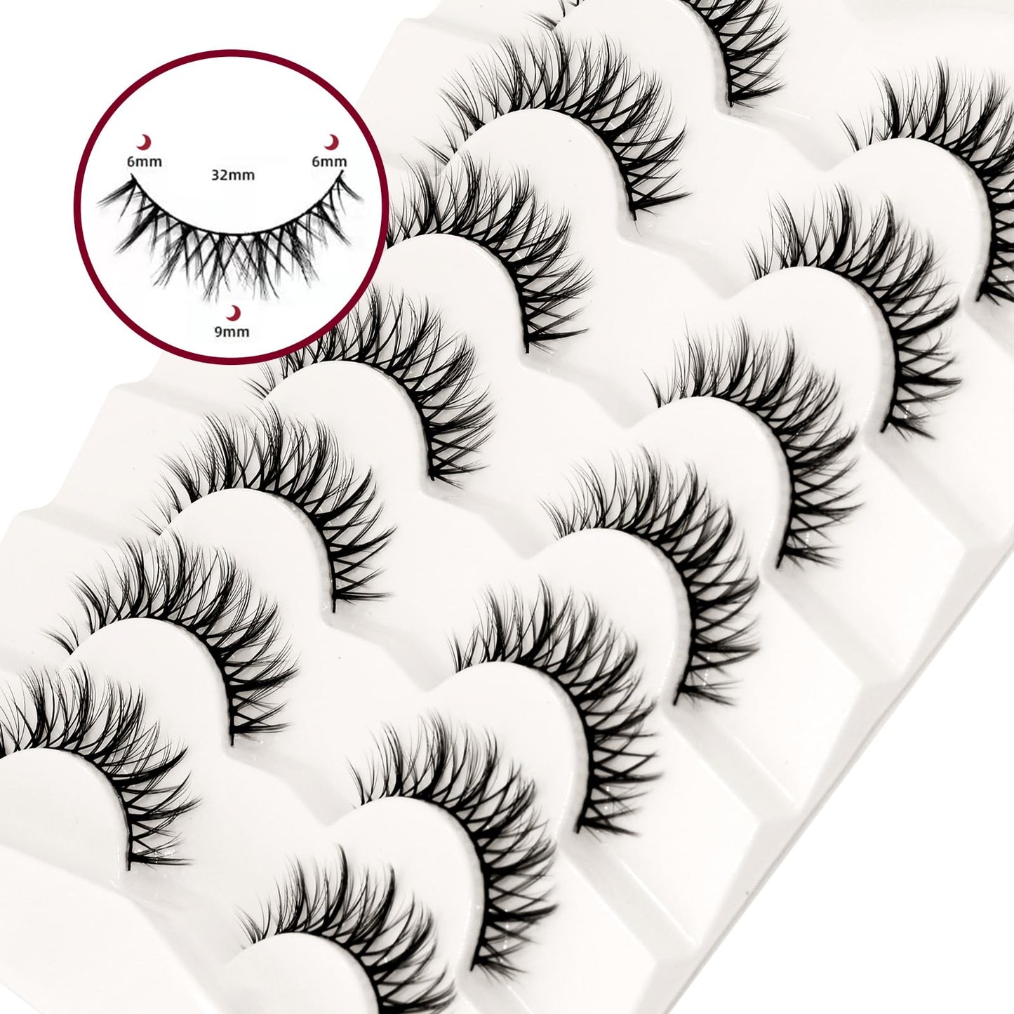 Bluesmurfs False Eyelashes Ultra Thin Cotton Band Fake Lashes Natural Looking Eyelashes Fairy Fake Eyelashes 7 Pairs Pack