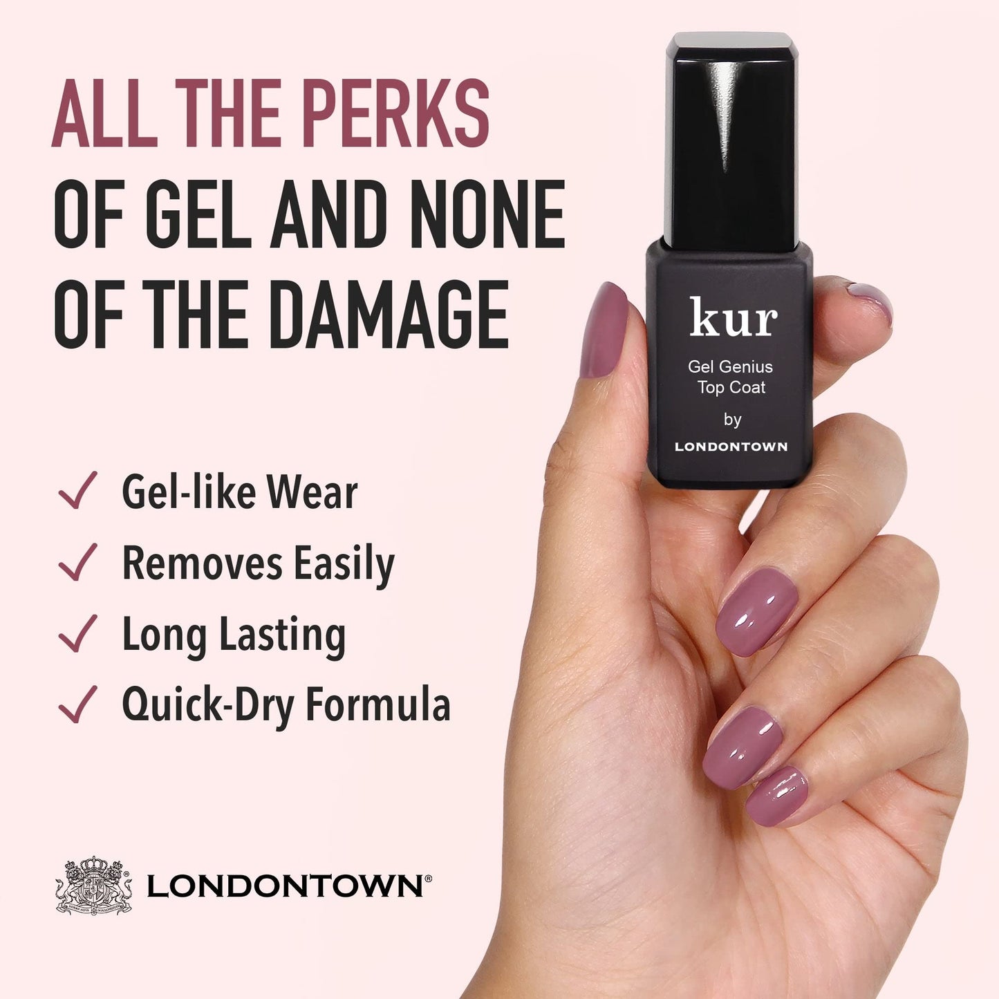 LONDONTOWN kur Pink Nail Conceal & Go Duo Set, Includes Pink Nail Illuminating Concealer & Gel Genius Top Coat, 2 Piece Set, 0.4 Fl Oz