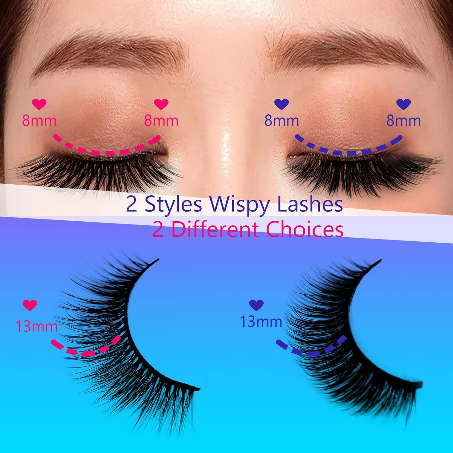 BlueSmurfs 10 Pairs Lashes Bulk 3D Natural Fluffy Short False Eyelashes - 2 Styles Faux Mink Eye Lashes Natural Look - Valentine's Day Fake Lashes Pack Suitable For Daily Use