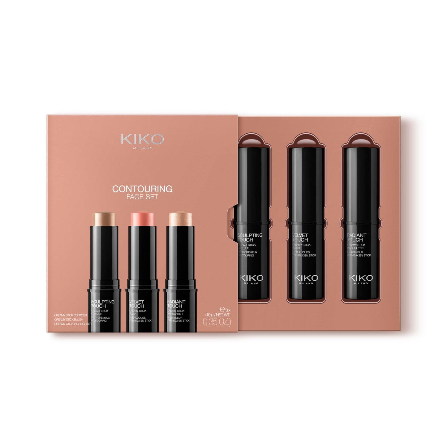 KIKO Milano Contouring Face Set 01| Make-Up Kit With 3 Sticks: Blush, Highlight And Face Contour