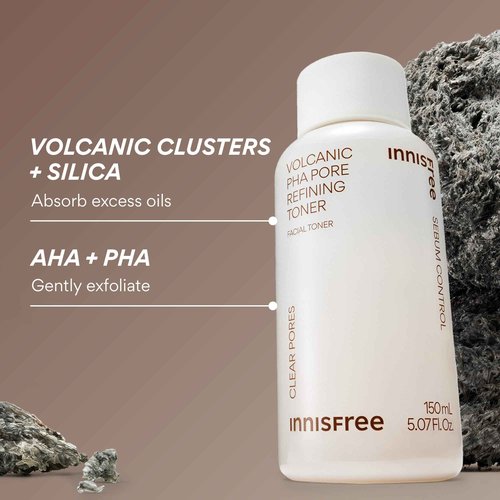innisfree Volcanic PHA Toner, Korean Skincare with AHA & BHA, Refines Texture, Controls Oil, Exfoliating Face Treatment