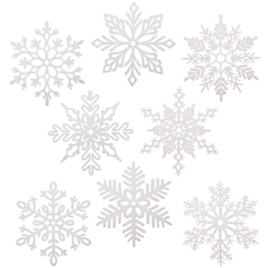 Large Snowflakes Extra Large Outdoor Christmas Ornaments Glittered Snowflakes Decorations Oversized Christmas Ornaments Snowflake Window Hanging Decorations(24 Pcs,White)