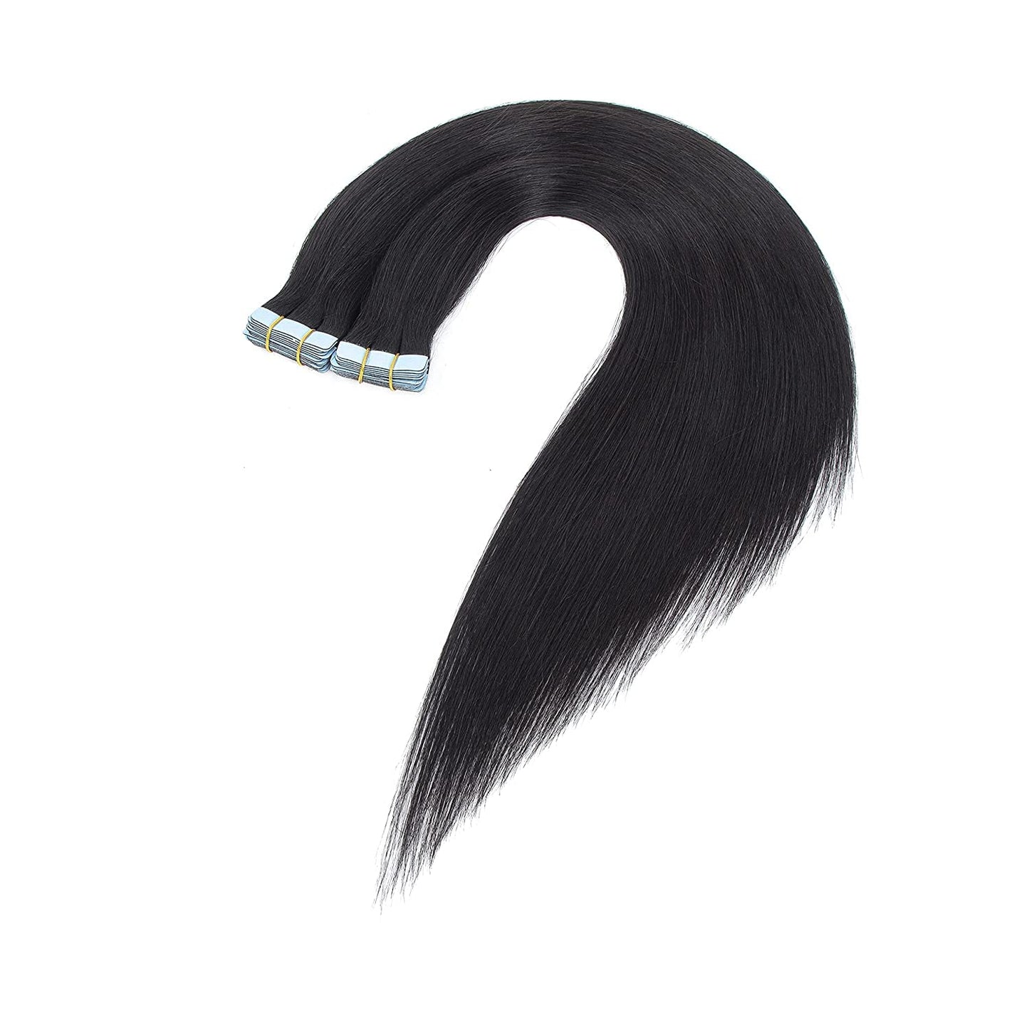 Amella Hair Tape in Hair Extensions Off Black Color Tape in Human Hair Extensions 12 inch Silky Straight Seamless Skin Weft Real Human Hair 40-45g/20pcs