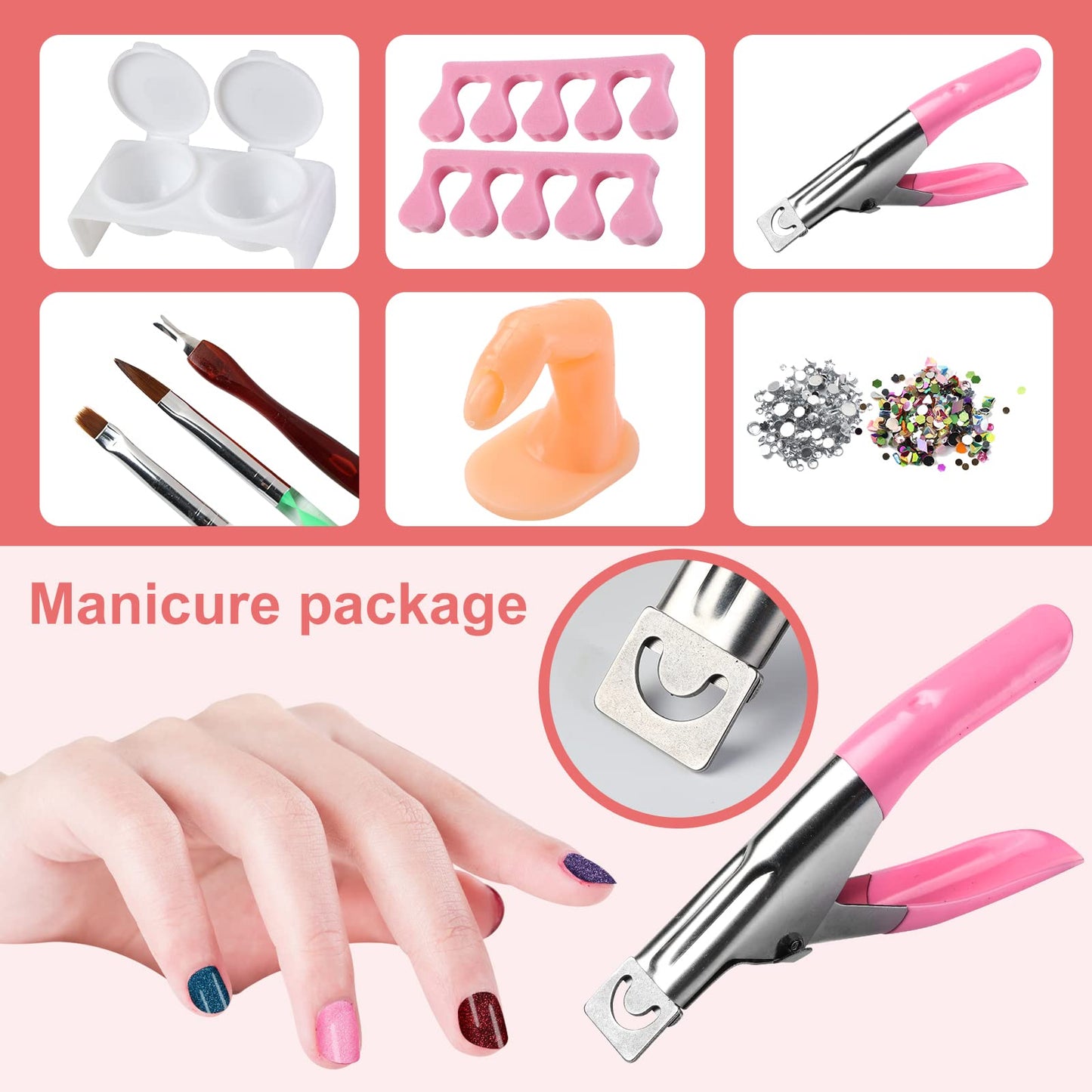 Acrylic Nail Kit for Beginners with Everything, with Professional Gel Nail Polish Kit with UV Light Nail Kit Set Acrylic Powder Kit Nail Art Tips Nail Art Decoration, DIY Nail Art Tool Nail Supplies