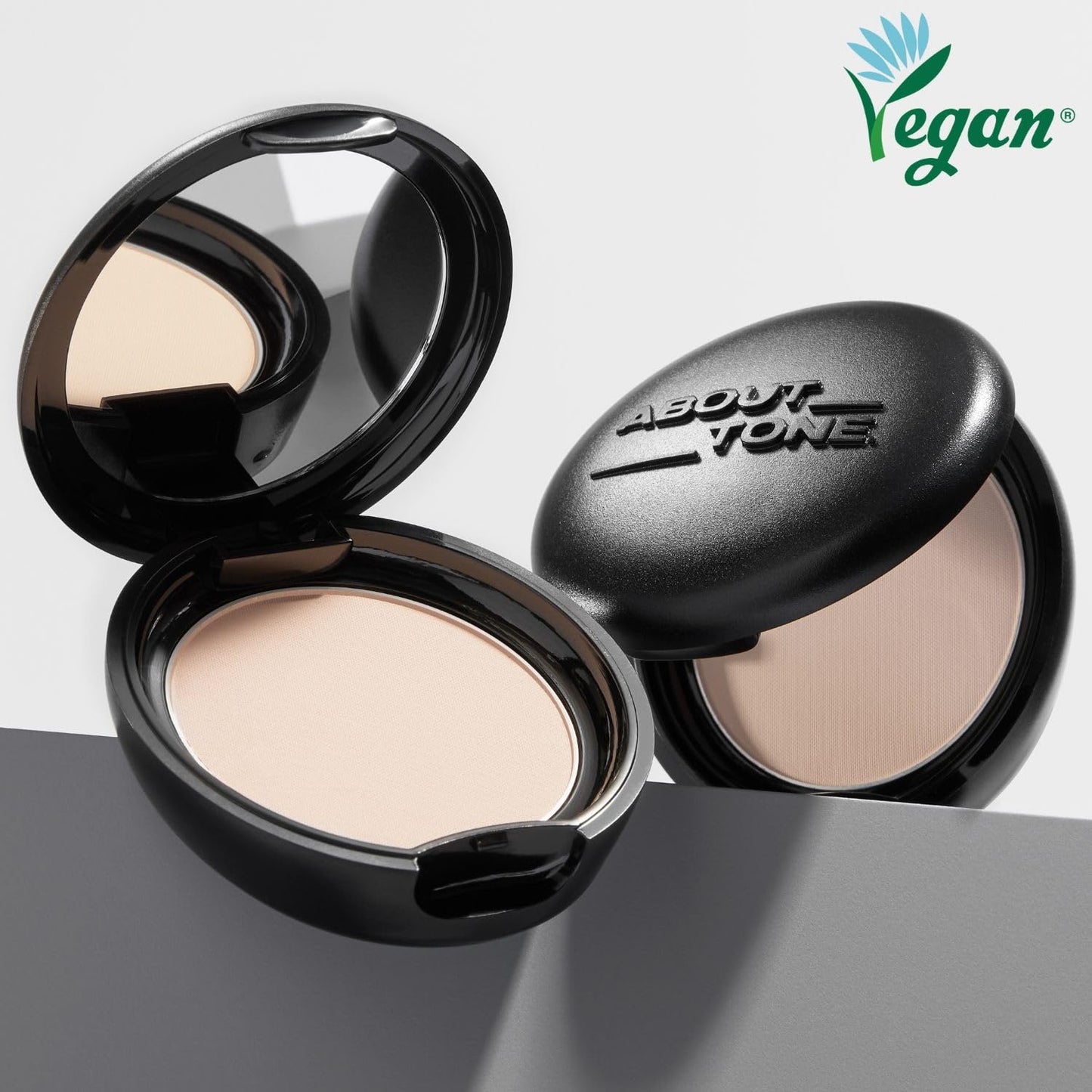 ABOUT TONE Blur Powder Pact 0.32oz - Pressed Powder Compact with Mirror and Puff Makeup Setting Finishing Blurring Natural Translucent Lightweight Face Sebum Oil Control Vegan Formula (1.5 COOL FAIR)