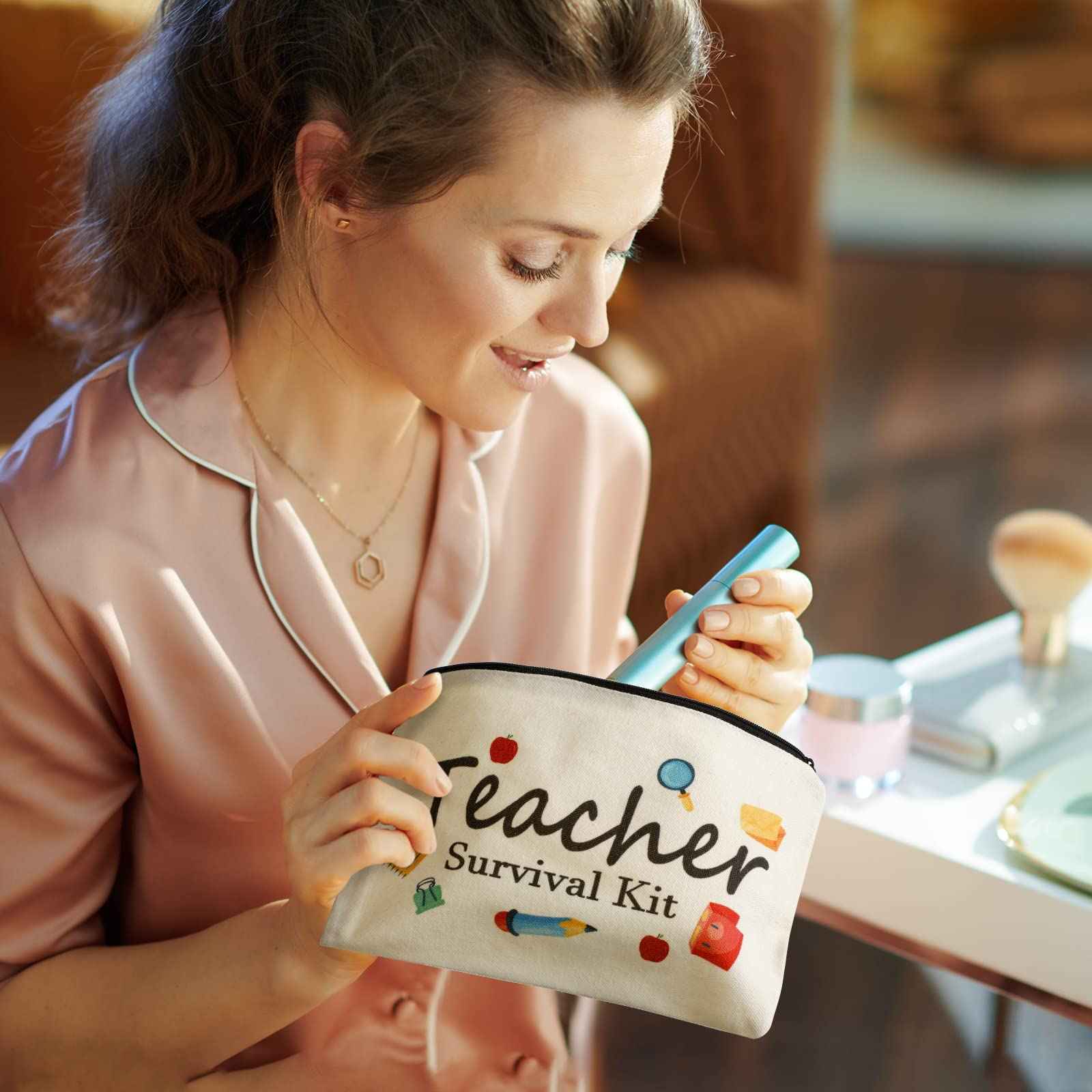 Amylove 20 Sets Christmas Teacher Gifts Bulk, Teacher Makeup Bags, Bracelets, Hair Ties, Cards, Keychains Xmas Stocking Stuffers Valentine's Day Appreciation Gifts