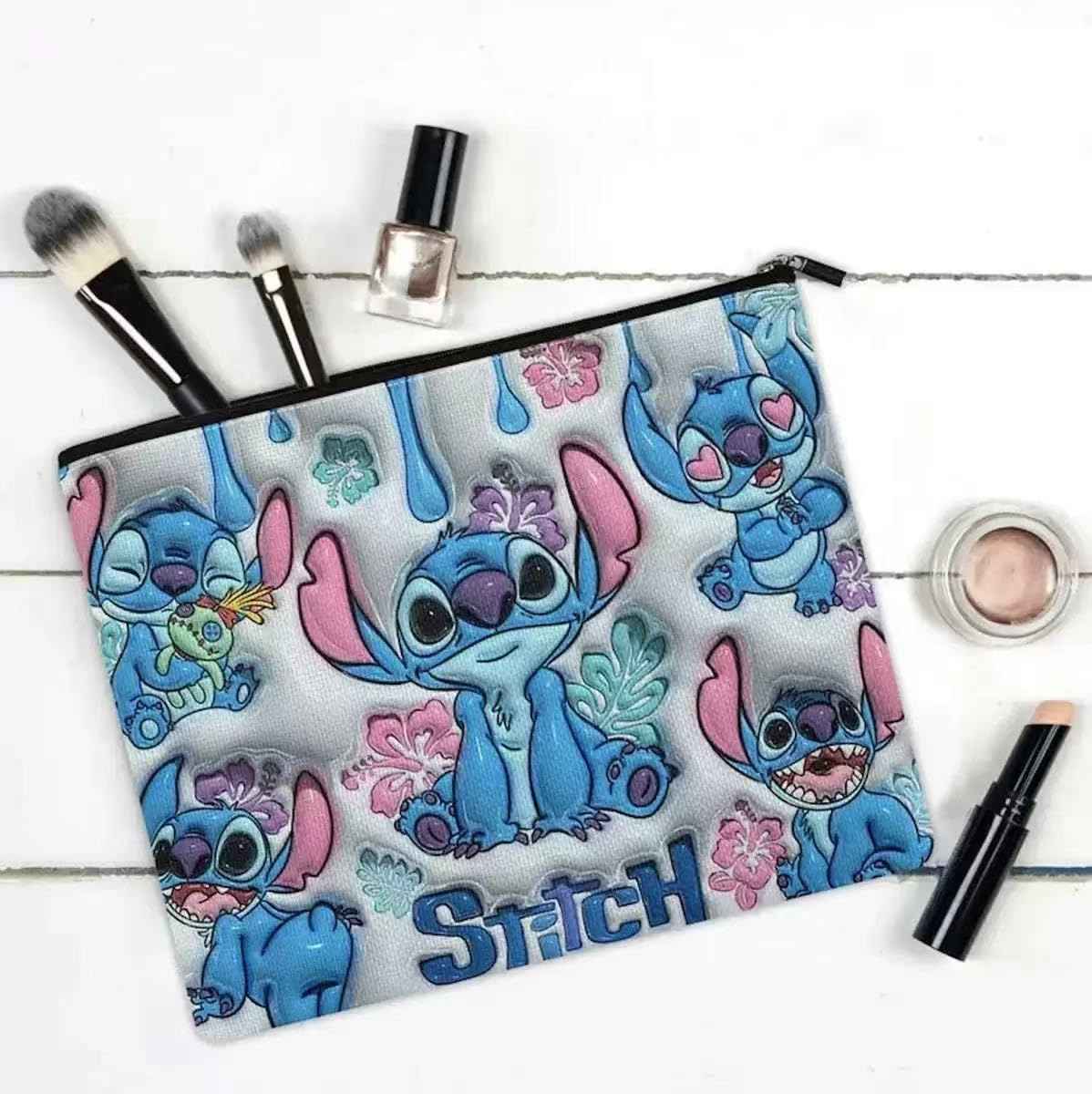 Stitch Shell Cosmetic Bag, Makeup Bag with Zipper, Travel Toiletry Bag for Women