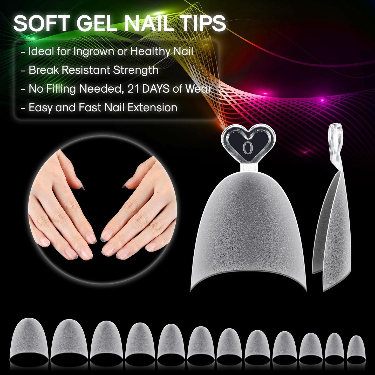 INENK Upgrade Round French Tips Gel x Nail Tips, INENK Matte Half Cover Short Oval Press on nails for Soak Off Nail Extension Tips at Home and Salon DIY with Refills Size 6 7 8(240PCS 11SIZES)