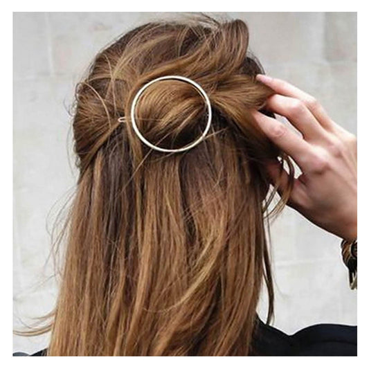 Andelaisi Boho Circle Hair Clip Gold Circle Hairpin Clip Vintage Hollow Circle Hair Barrette Clip Minimalist Geometric Head Clip Accessory for Women and Girls Headdress (Gold)