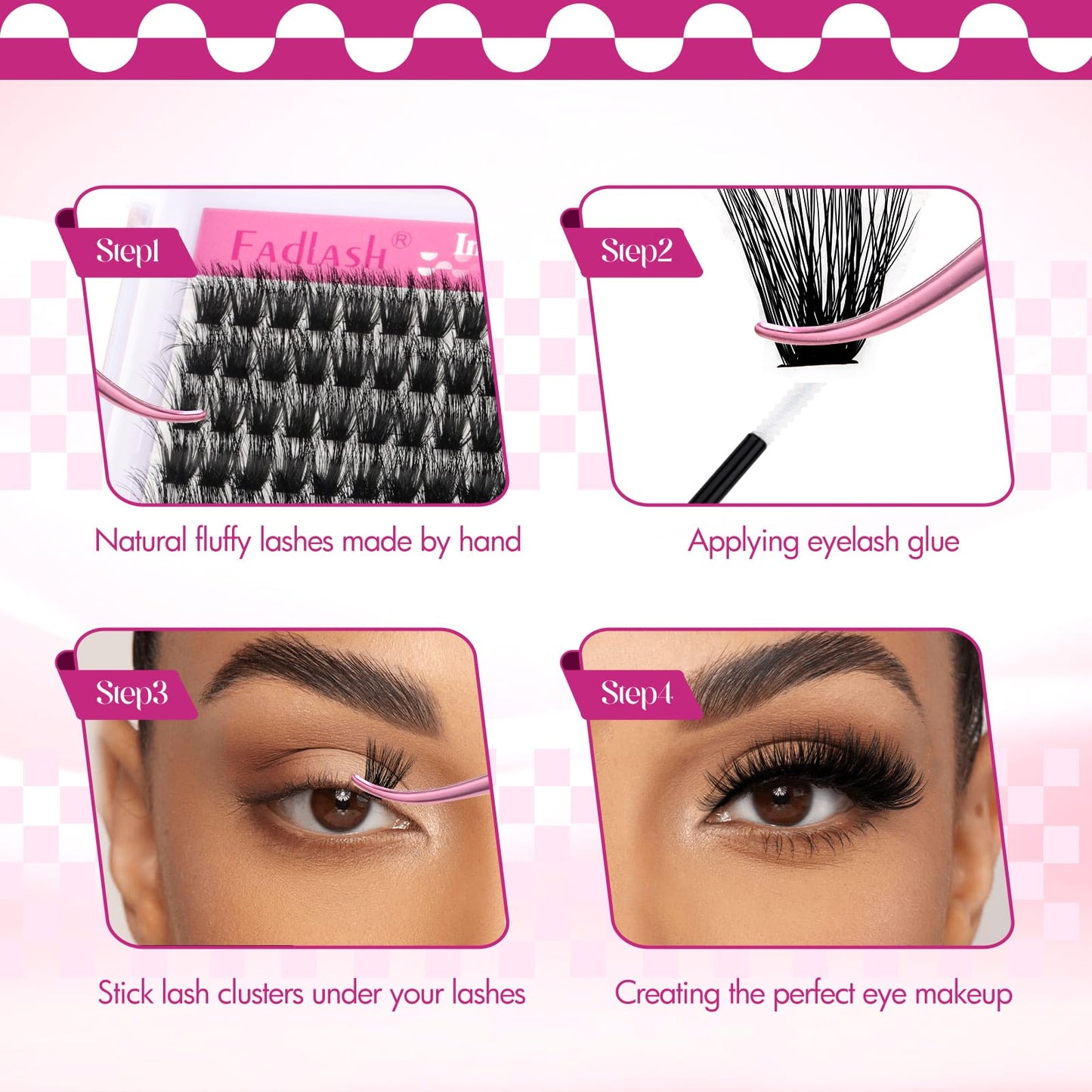 FADLASH Lash Clusters 100D Fluffy Eyelash Clusters 12-18mm Individual Lashes Cluster Eyelash Extensions 3D Effect Wispy Thick Lash Extension Clusters (100D-0.07-D, 12-18mm)