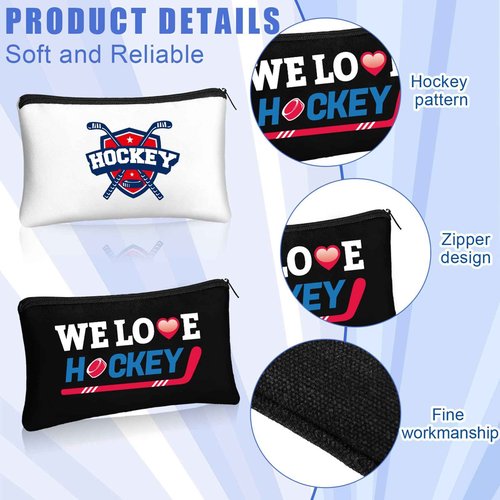 Clysee 20 Pcs Hockey Gifts Inspirational Makeup Bag for Women Hockey Lovers Players Ice Gifts Bags Cosmetic Travel Pouch for Women Mom Athletics Birthday