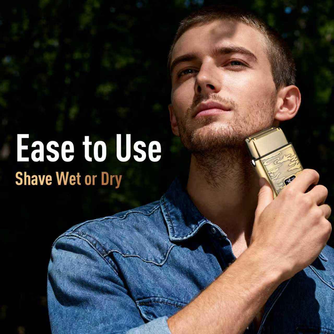 VNTGSHAVER Mens Foil Shavers, Beard Trimmers for Men Professional,Electric Shavers for Men, Mustache Trimmer Face Shaver, Wet/Dry Beard Shaver, 3 Peeds Electric Razor for Face (Bright Bronze)