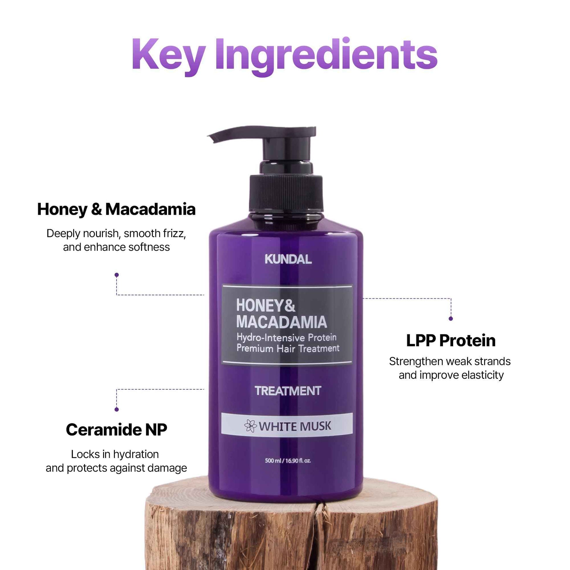 KUNDAL/Honey & Macadamia/Natural Balancing Shampoo & Treatment, Restore Moisture + Prevent Breakage | White Musk, 500ml (Pack of 2), Stocking Stuffers