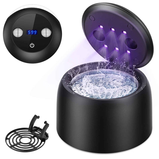 Ultrasonic Retainer Cleaner - 45±3kHz, 3 Modes with Digital Timer, UVC+UVA Lamp,Denture Cleaner Machine, Mouth Guard, IPX6,200ML SUS304 Tank for Aligner, Night Guard Toothbrush (Black)