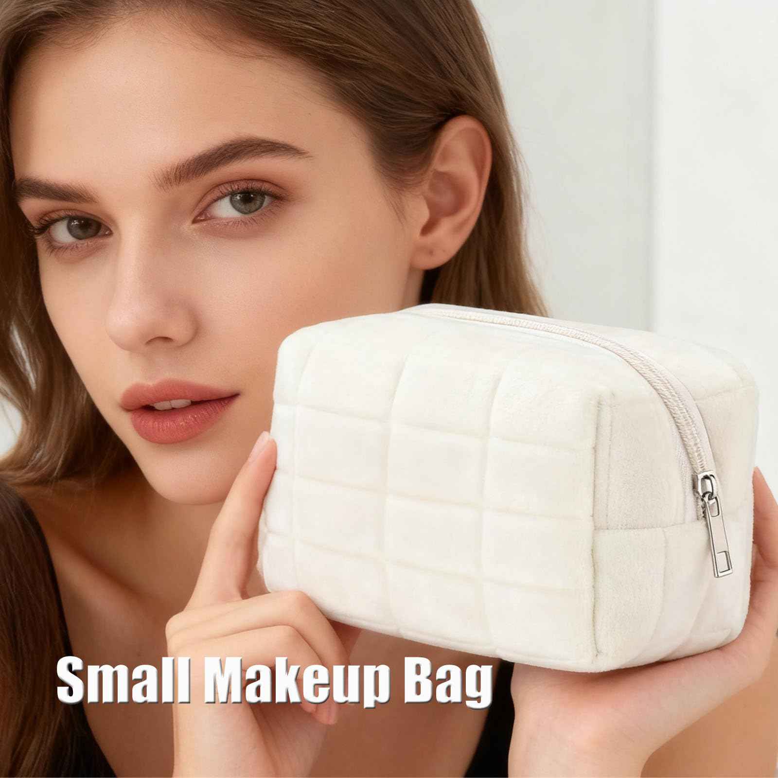 HABUAETY Makeup Cosmetic Bag Small Checkered Pouch Make Up Purse Bag Y2k Accessories