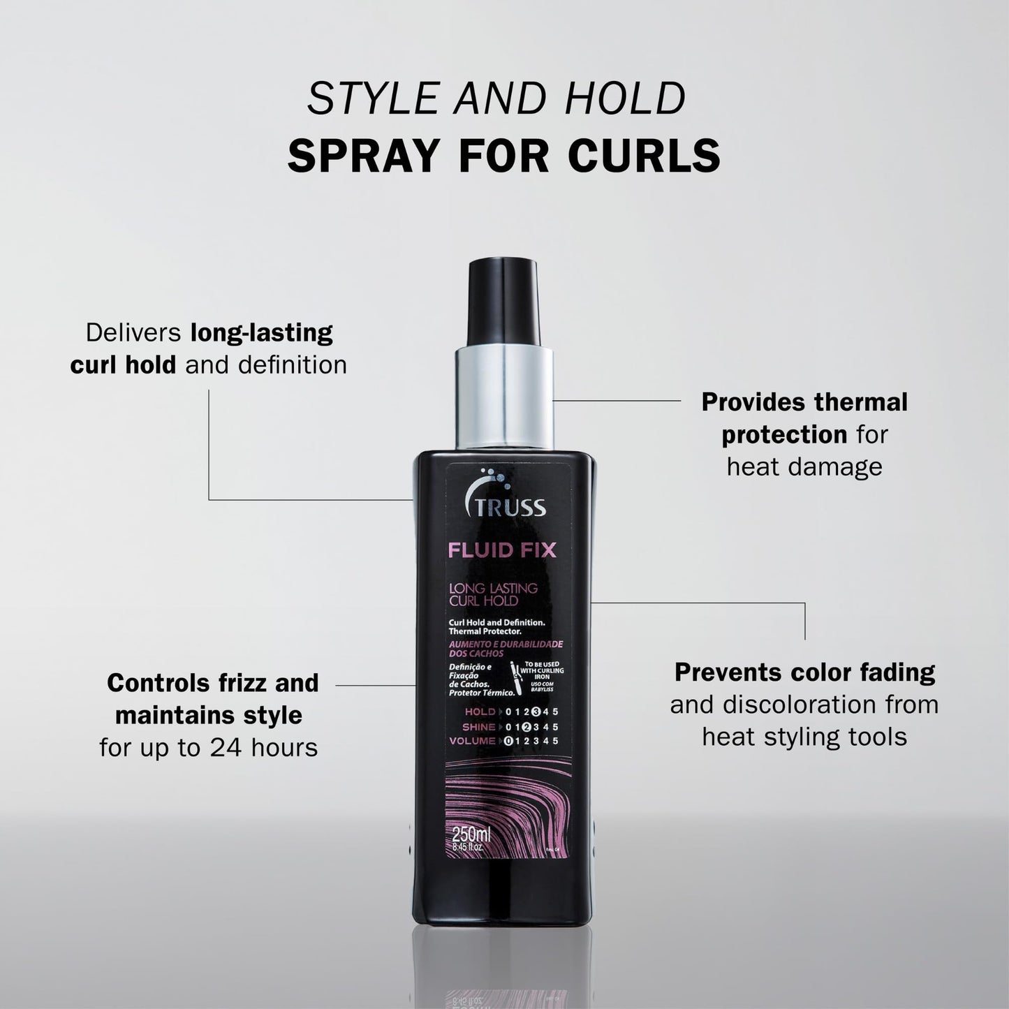 TRUSS Fluid Fix - Long-lasting Curl And Defining Hold - Leave-in Heat Protectant Styling Spray For Hair - Provides Definition And Volume At The Roots For Curls