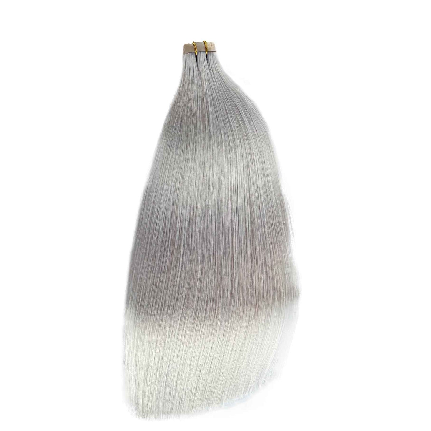 Platinum Silver Invisible Seamless Tape in Hair Extensions Human Hair 16inch Silver Grey Double Sided Pu Hair Extensions Tape ins Human Hair for Women 50g/Pack