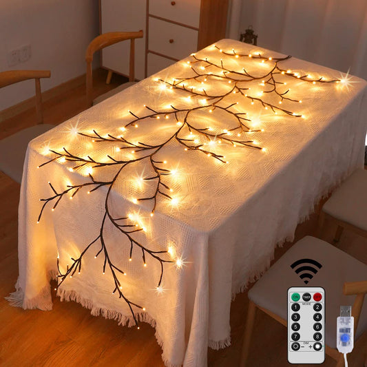 Lighted Willow Vines Lights for Home Decor, 6Ft Christmas Swags Decoration Indoor Walls Decor, Artificial Plants Tree Branches, 144 LEDs Willow Vine Lights for Walls Bedroom Living Room Decor…