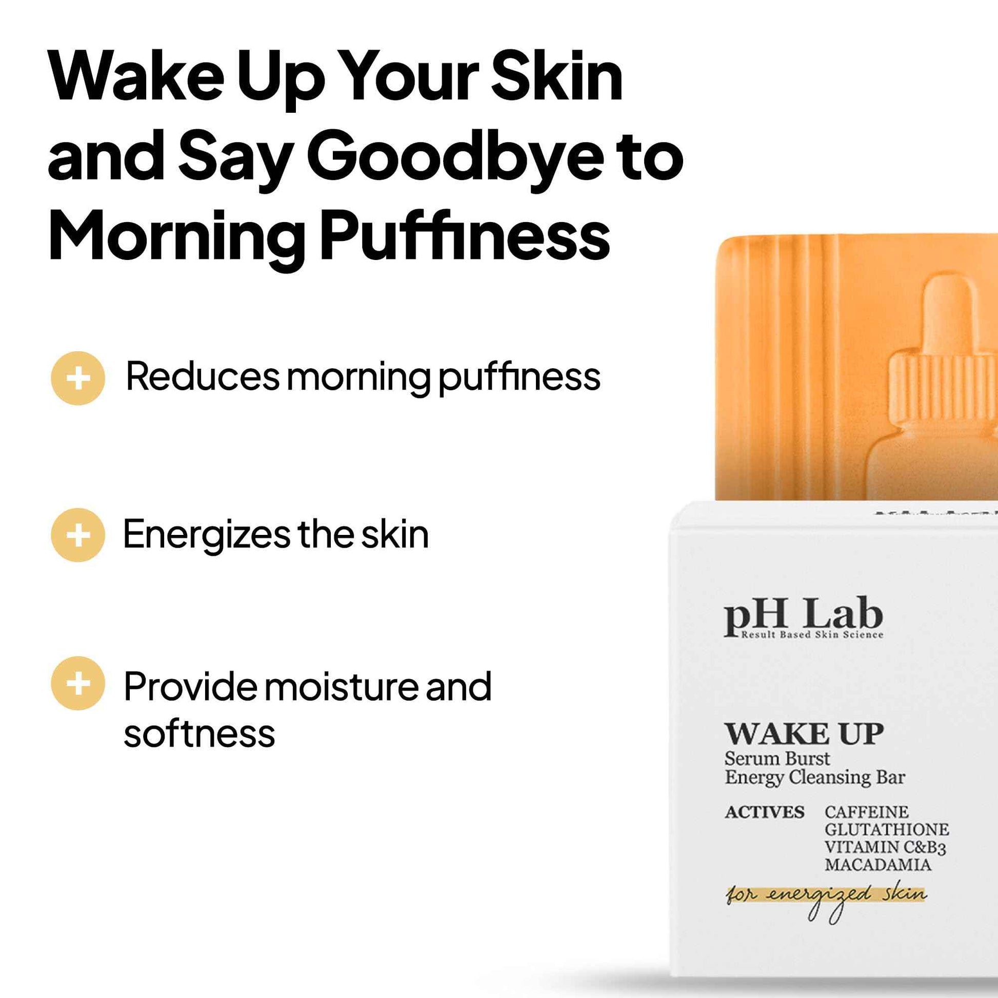 PhLab Wake Up Energy Cleansing Bar with Caffeine and Macadamia Oil, Reduces Morning Puffiness, 1.76 Oz (1)