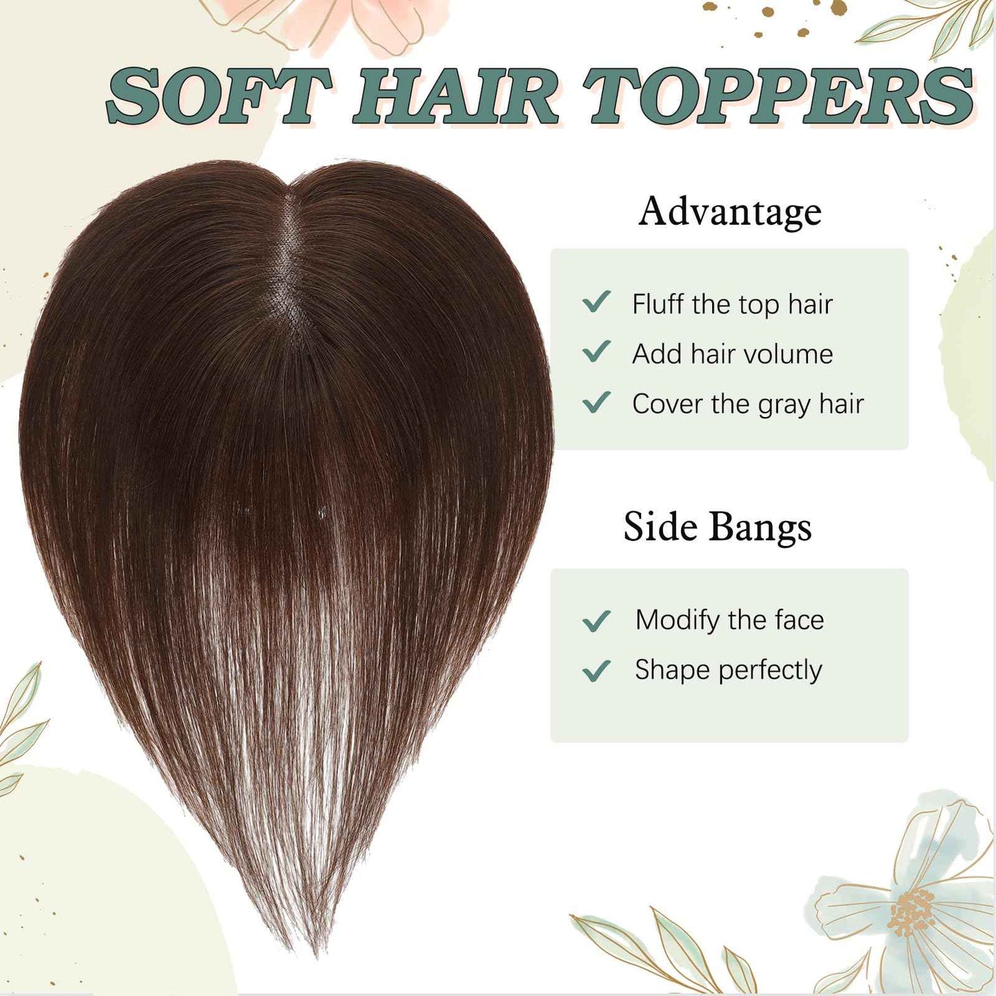 Real Human Hair Topper for Women with Thinning Hair 360 No Bangs Upgrade Lace Base Hand Hair-Tied Pieces for Women (Brown, 10Inch)