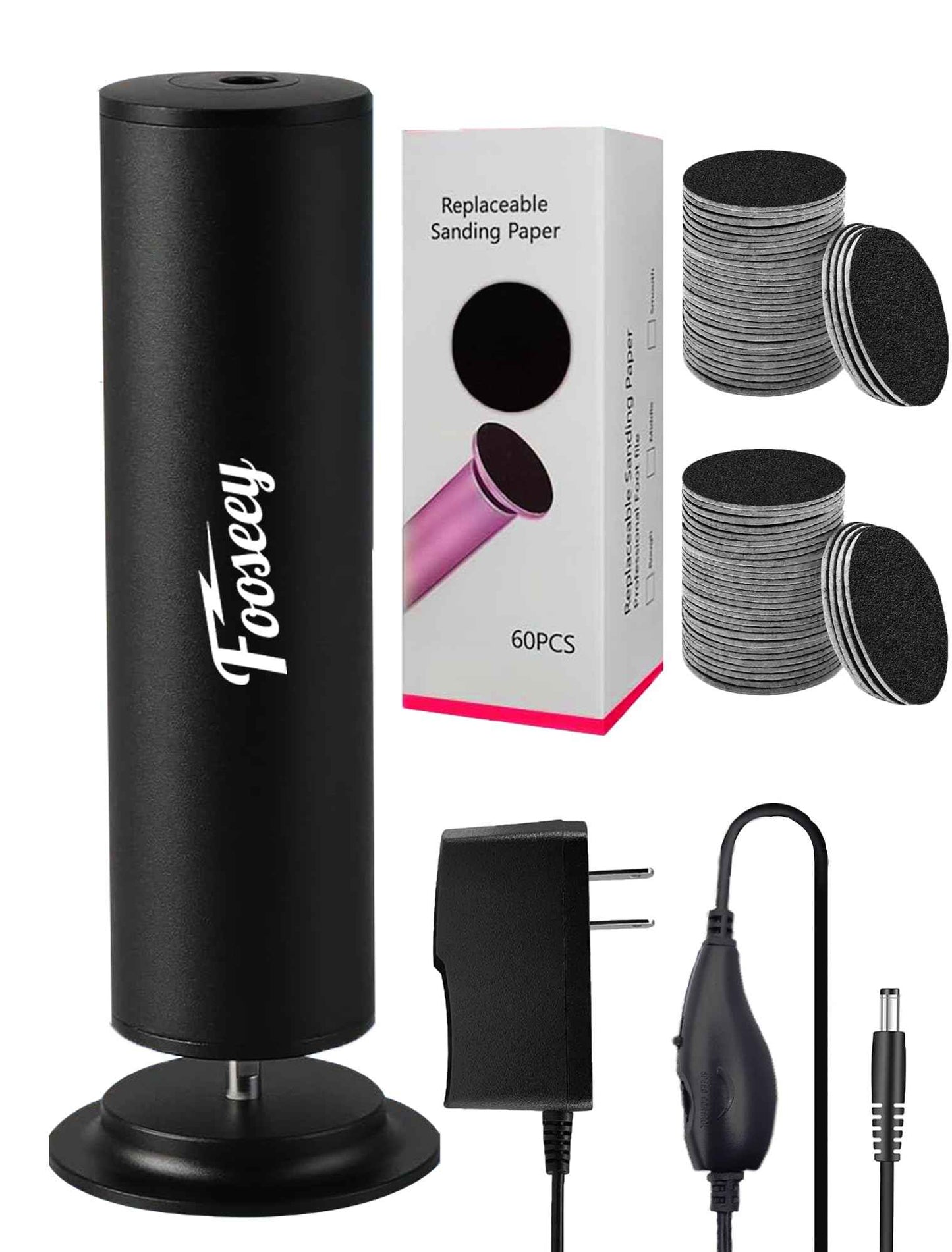 Dermave Foot Callus Remover, Professional Pedicure Tool for Feet with 60pcs Sandpaper Discs, Electric Callus Remover for Feet,Adjustable Speed Aluminum Foot File for Dead Skin, Black