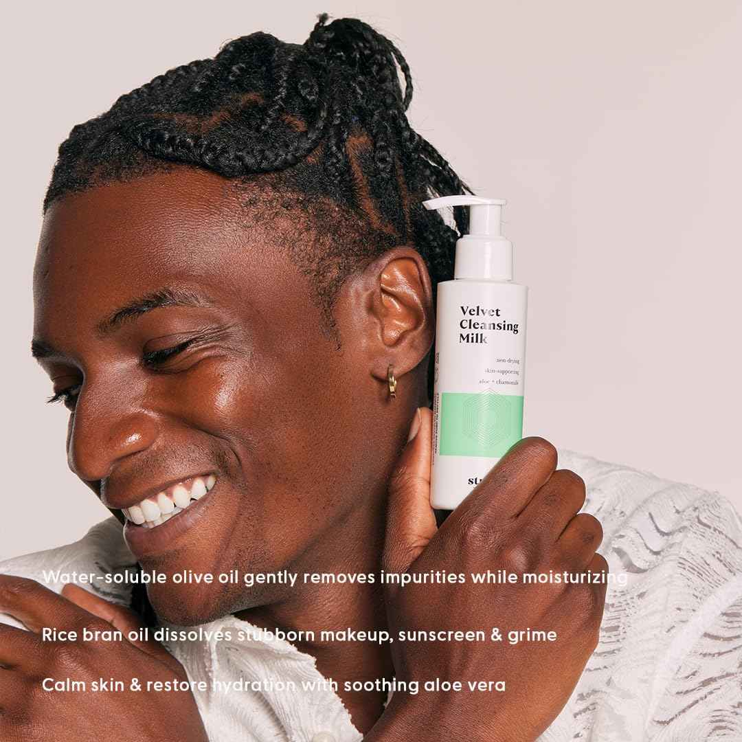 Stratia Velvet Cleansing Milk - Gentle Cream Face Cleanser, Moisturizing & Non-Foaming with Chamomile, Olive Oil & Aloe Vera, 8 Fl Oz